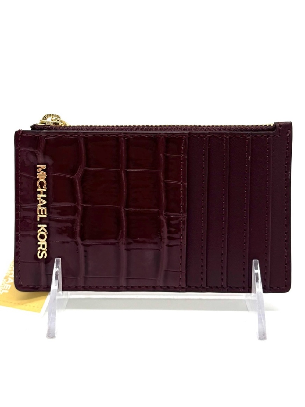 Michael Kors Medium Logo Card Case Wallet Ox Blood Multi - Picture 1 of 7